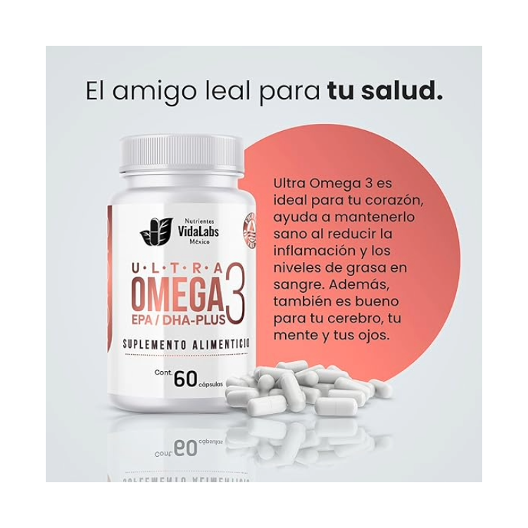 Ultra Omega 3 400 Mg EPA Y 300 Mg DHA Apoyo A La Salud Del Corazón, Las Articulaciones Y Cerebro .