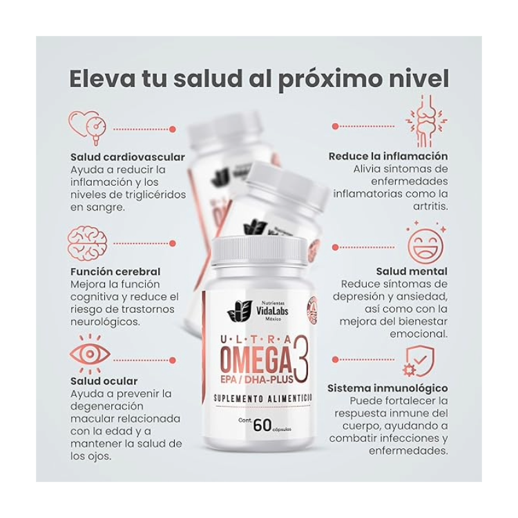 Ultra Omega 3 400 Mg EPA Y 300 Mg DHA Apoyo A La Salud Del Corazón, Las Articulaciones Y Cerebro .
