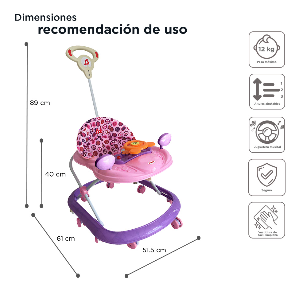 Andadera D'bebé Play Rosa con Morado.