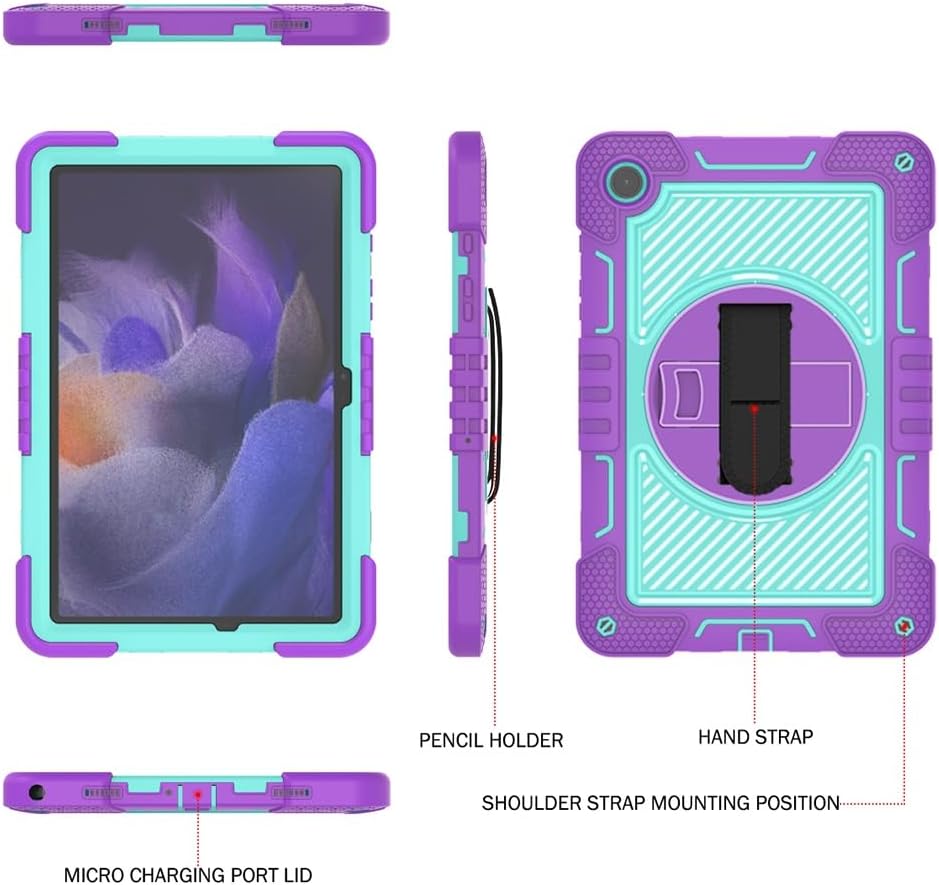 Funda Uso Rudo Para Tablet Samsung Galaxy Tab A9+ Plus Sm-X210 Sm-X216 11 2023 (Lila/Turquesa).