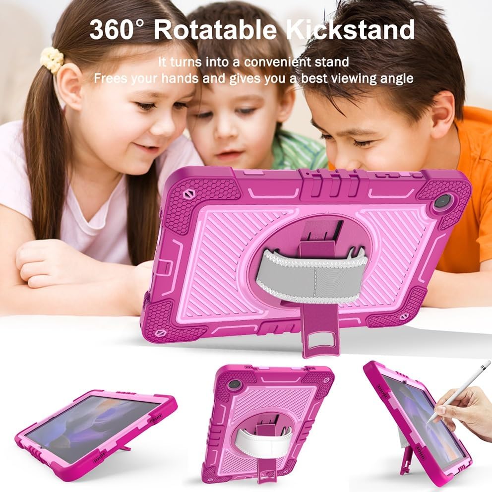 Funda Uso Rudo Para Tablet Samsung Galaxy Tab A9 Sm-X110/ X115/X117 8.7 2023 (Rosa/Guinda)