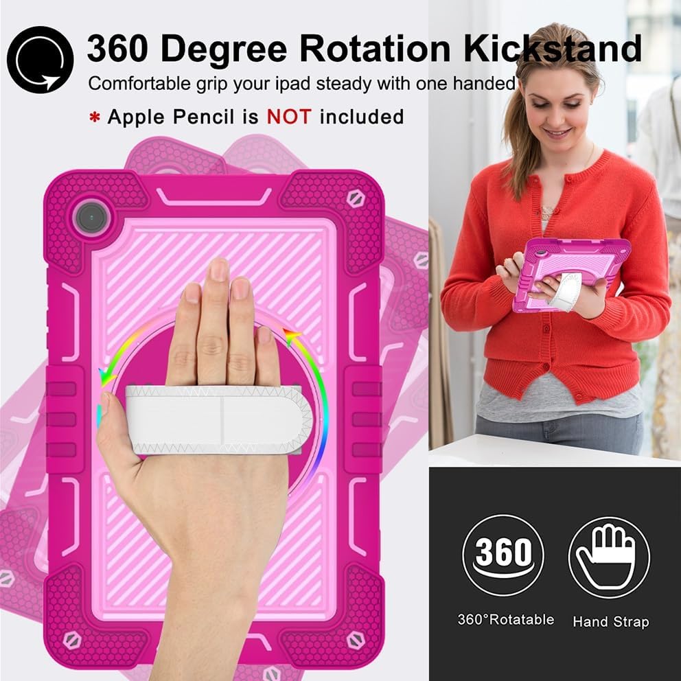 Funda Uso Rudo Para Tablet Samsung Galaxy Tab A9 Sm-X110/ X115/X117 8.7 2023 (Rosa/Guinda)