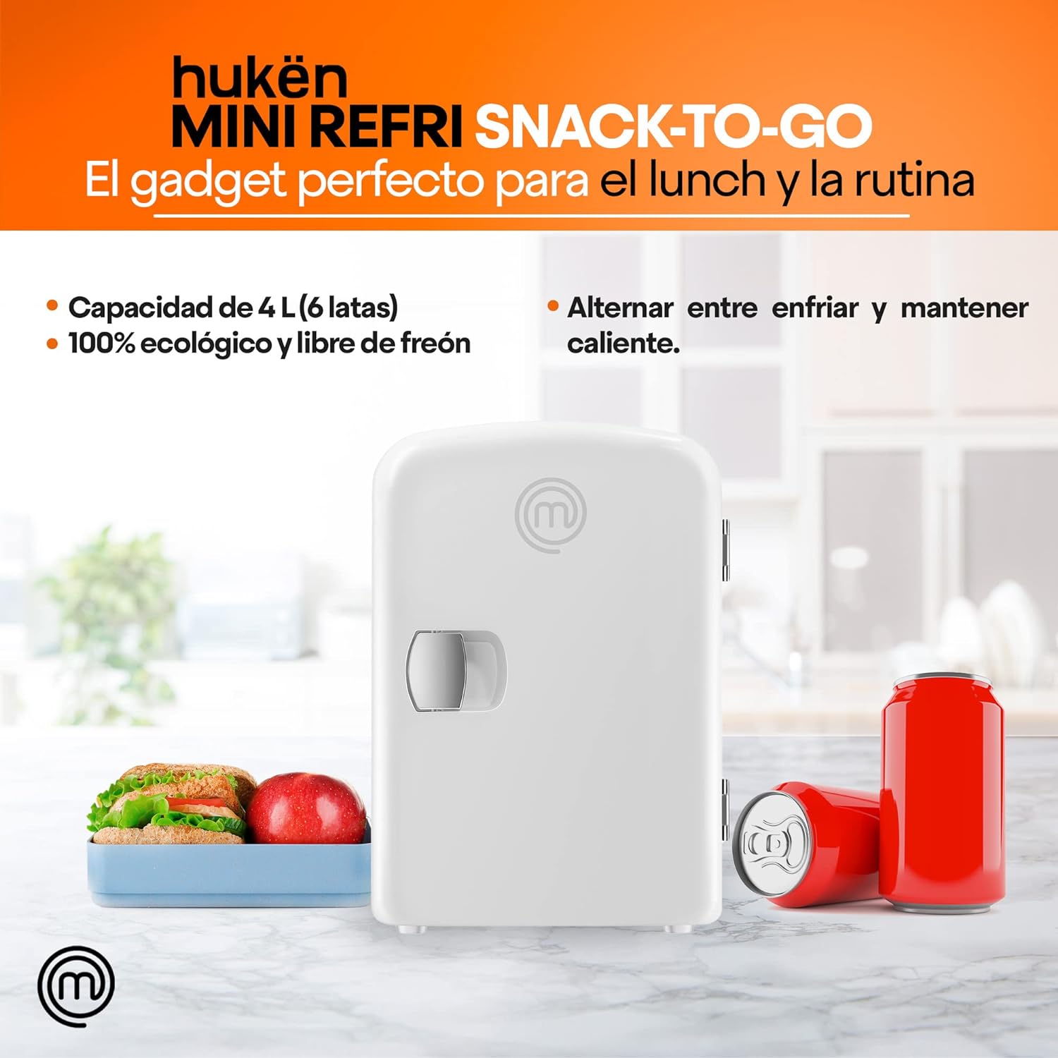 Mini refrigerador masterchef 4 litros snack-to-go blanco mk-f-4white.