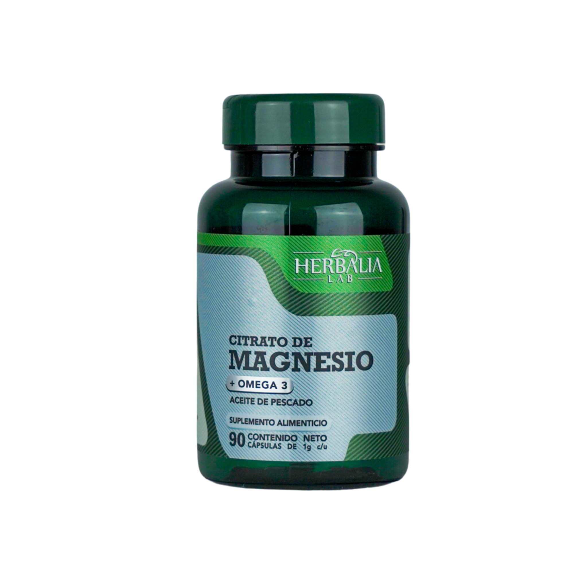 Herbalia Lab, Citrato de Magnesio con Omega 3, Magnesio Ultra Absorbente, Apoyo Muscular y Cognitivo, 90 Cápsulas