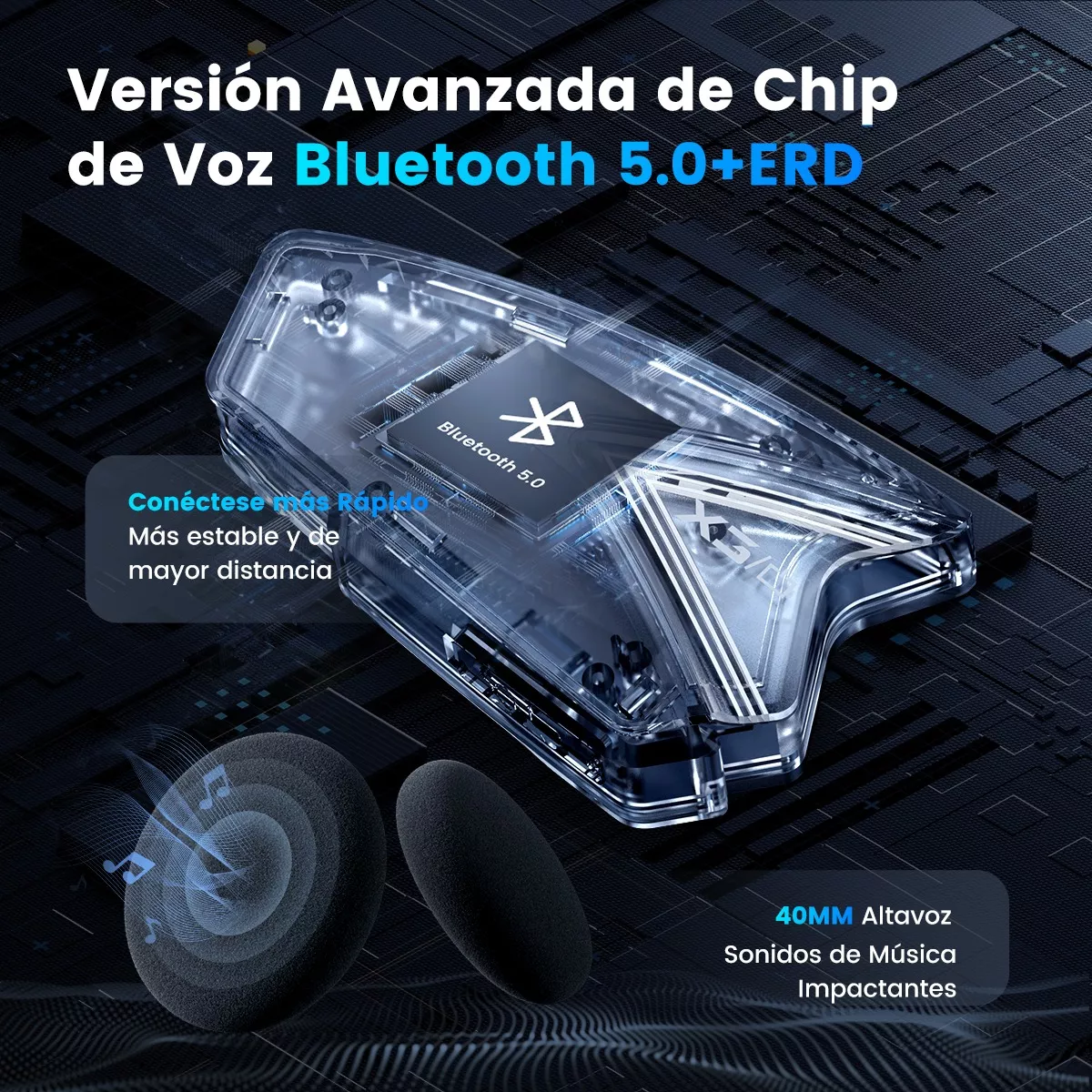 Audífonos Bluetooth 5.0 Para Casco De Motos Ip65 1500 Mah.
