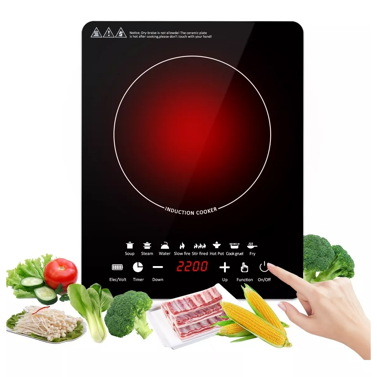 Digital Parrilla Eléctrica Inducción 2200w Control Tactil.