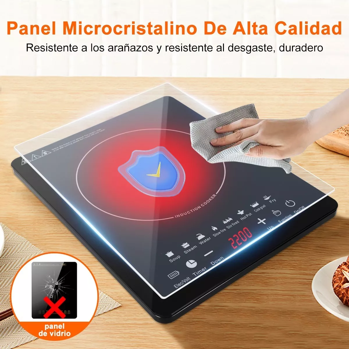 Digital Parrilla Eléctrica Inducción 2200w Control Tactil.