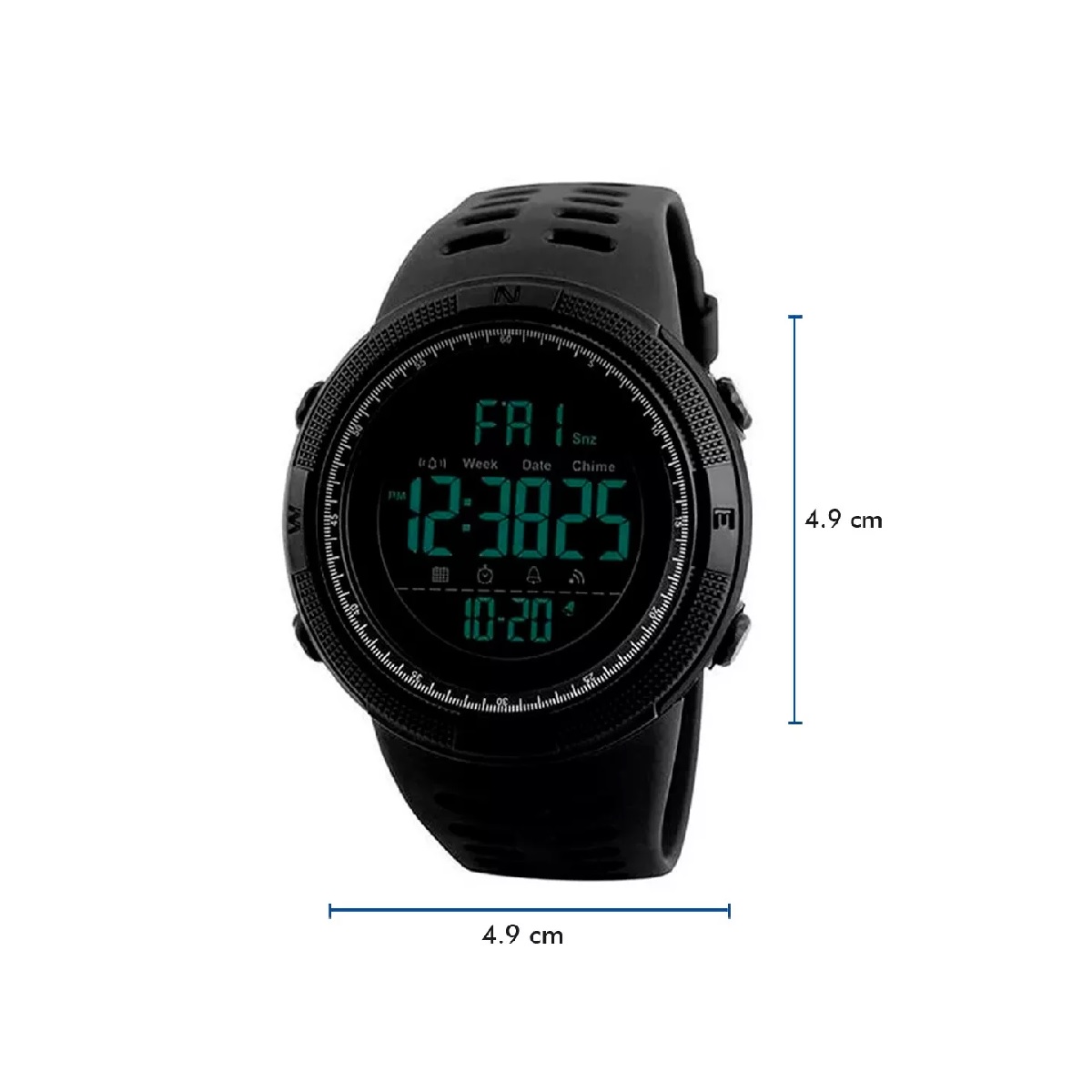 Reloj Hombre Deportivo Digital Resistente Al Agua Negro con Azul.