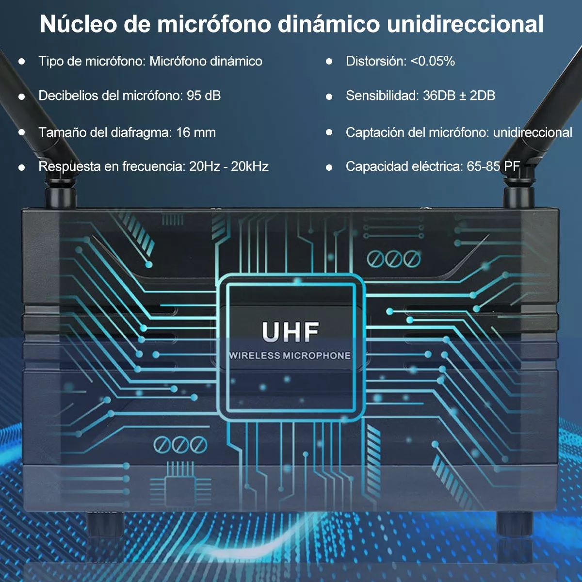 Set Micrófonos Inalámbricos Uhf Micrófono Dinámico Cantante.