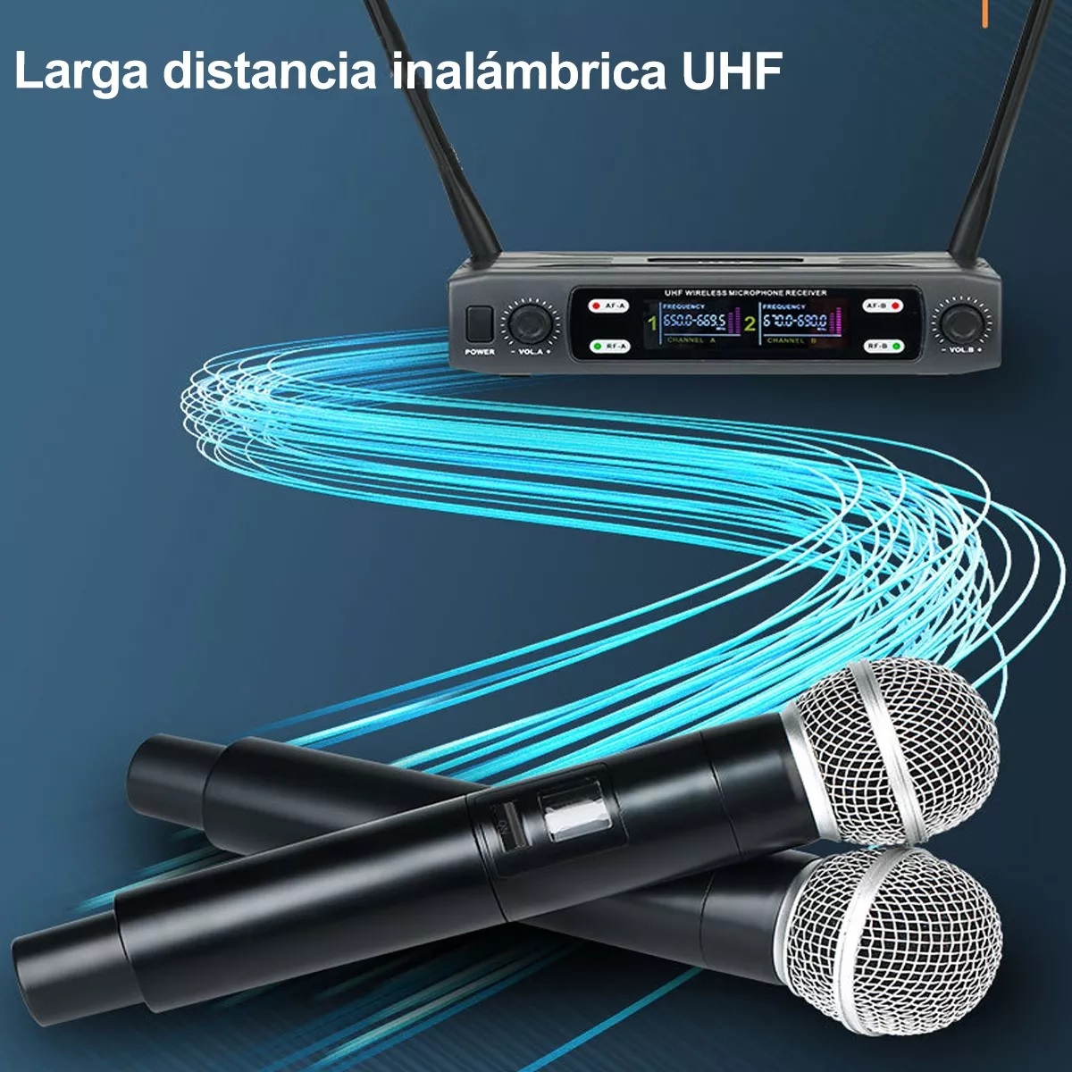Set Micrófonos Inalámbricos Uhf Micrófono Dinámico Cantante.