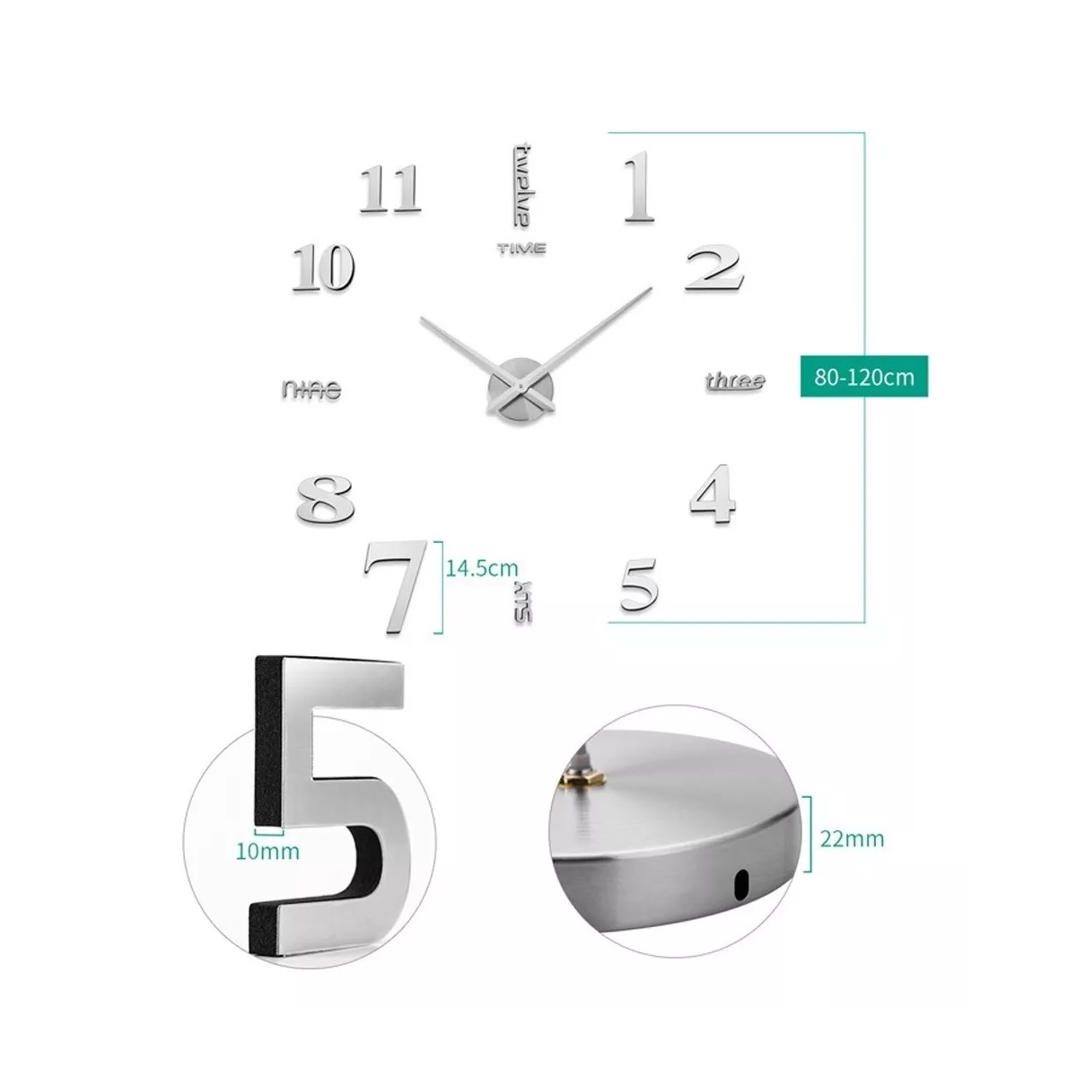 Reloj De Pared 3d Moderno Grande De Cuarzo Y Acrílico Nuevo.