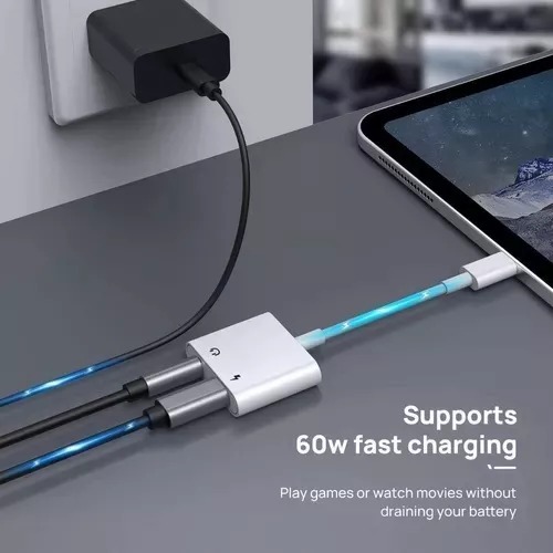 Adaptador Doble Compatible iPhone Carga Audio Llamadas Music.
