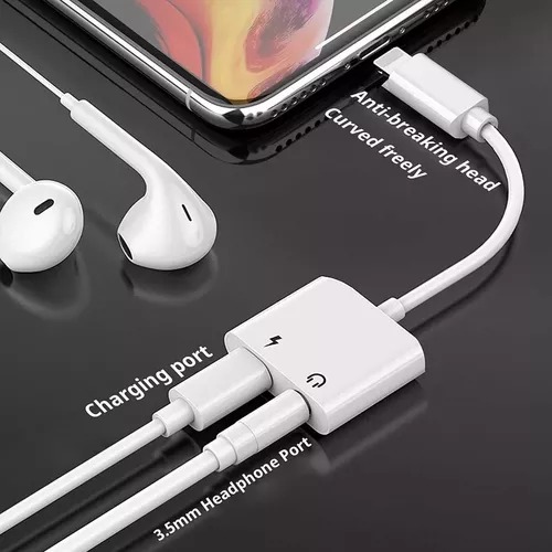 Adaptador Doble Compatible iPhone Carga Audio Llamadas Music.