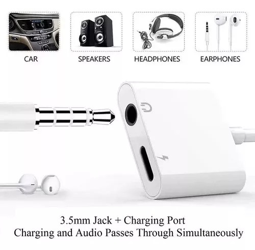 Adaptador Doble Compatible iPhone Carga Audio Llamadas Music.