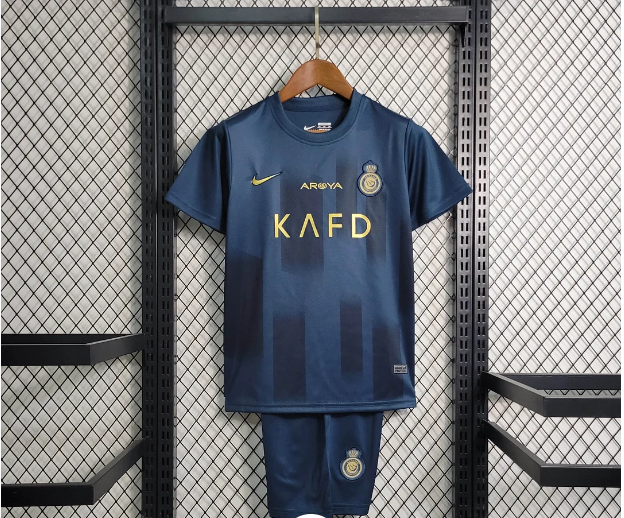 Nuevo! Jersey Al Nassr Arabia 2023/2024 Visita Azul Cristiano Ronaldo CR7 Niño Youth Talla 4 - 5 años.