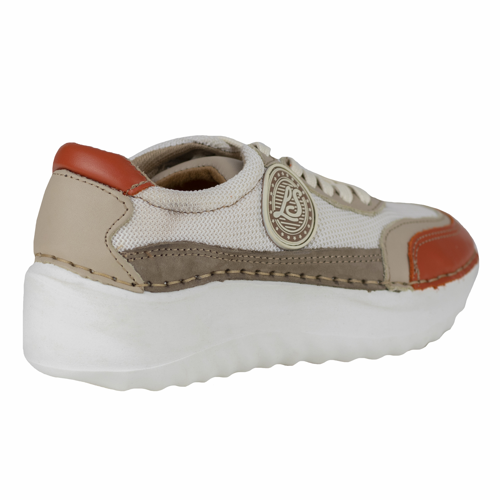 Tenis Plataforma Mujer Piel Urbanos Lobo Solo 4804 Naranja.