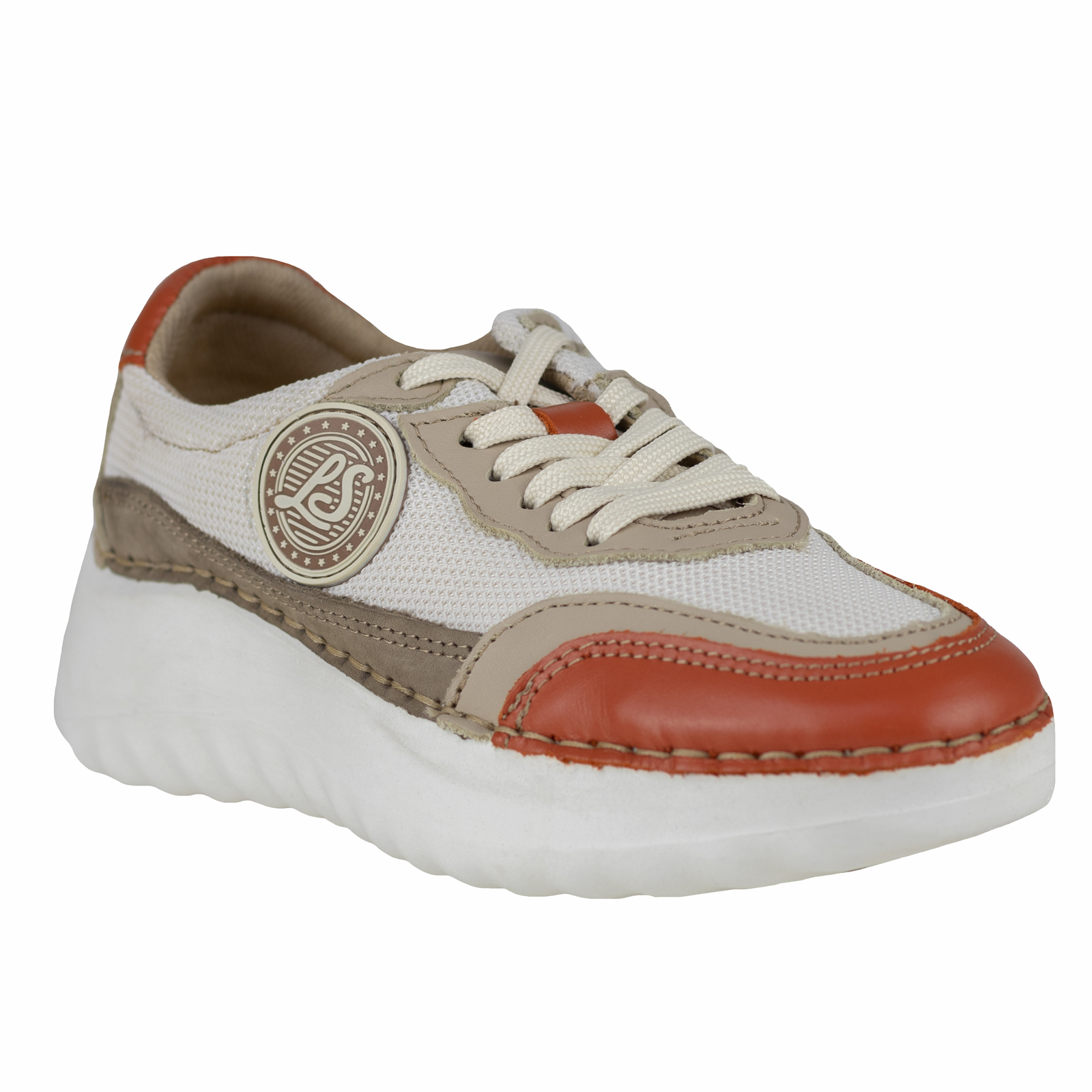 Tenis Plataforma Mujer Piel Urbanos Lobo Solo 4804 Naranja.