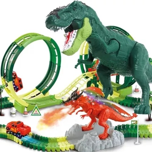 Pista Spray Dinosau Carreras Dragón Lanza Vapor 170 Pz 369cm.