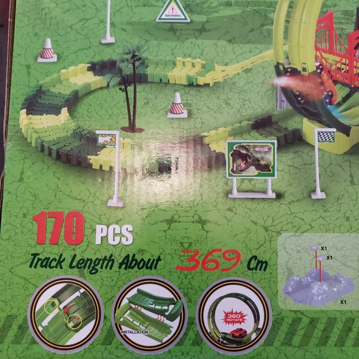 Pista Spray Dinosau Carreras Dragón Lanza Vapor 170 Pz 369cm.