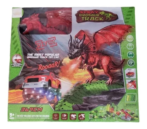 Pista Spray Dinosau Carreras Dragón Lanza Vapor 170 Pz 369cm.