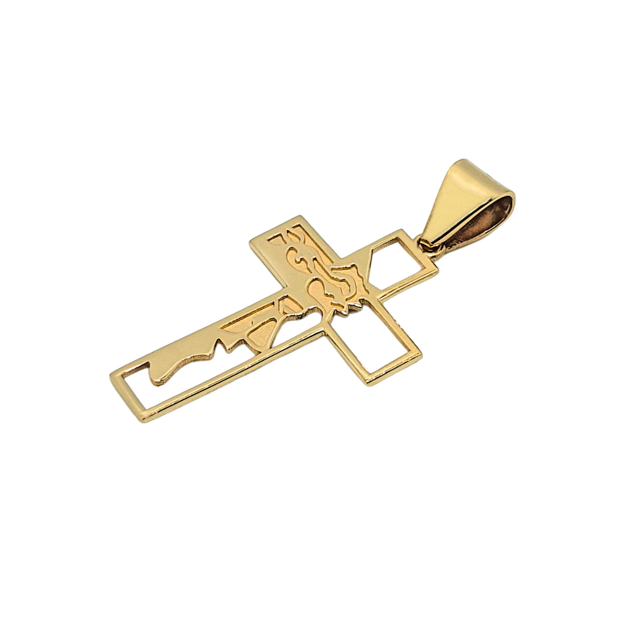 Cruz de Oro 10k Rostro de Cristo .