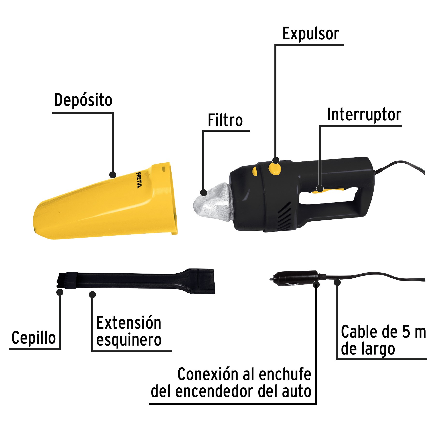 ASPIRADORA PARA AUTO PRETUL 22090.