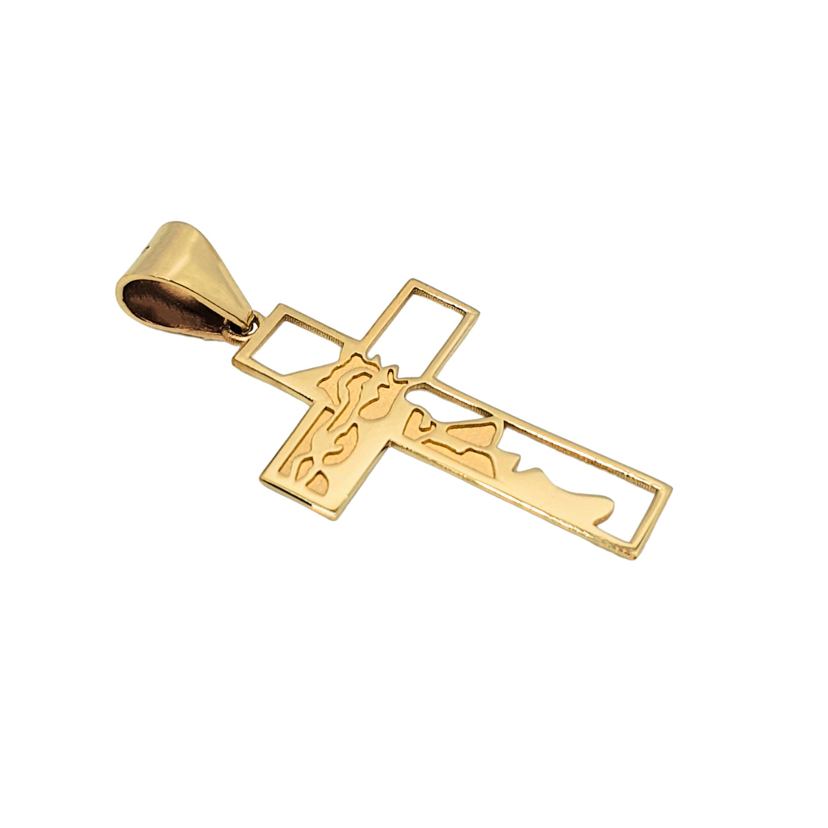 Cruz de Oro 10k Rostro de Cristo .