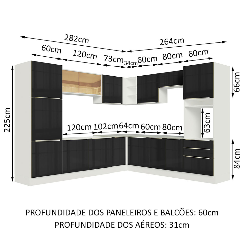 Cocina Integral Completa Modular Madesa Lux 546cm BN 02.