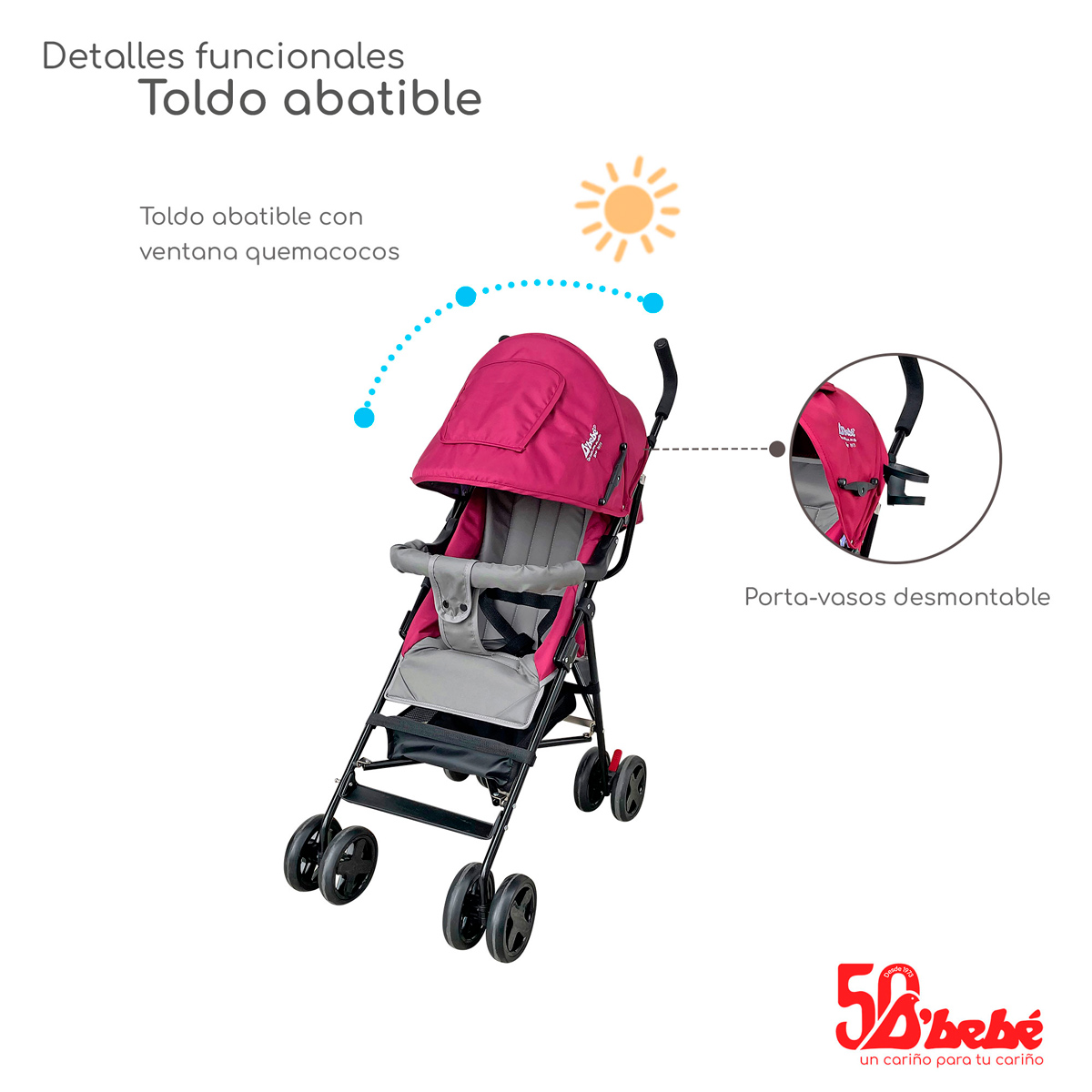 Carriola de Bastón D'bebé Carry Bebé Rosa