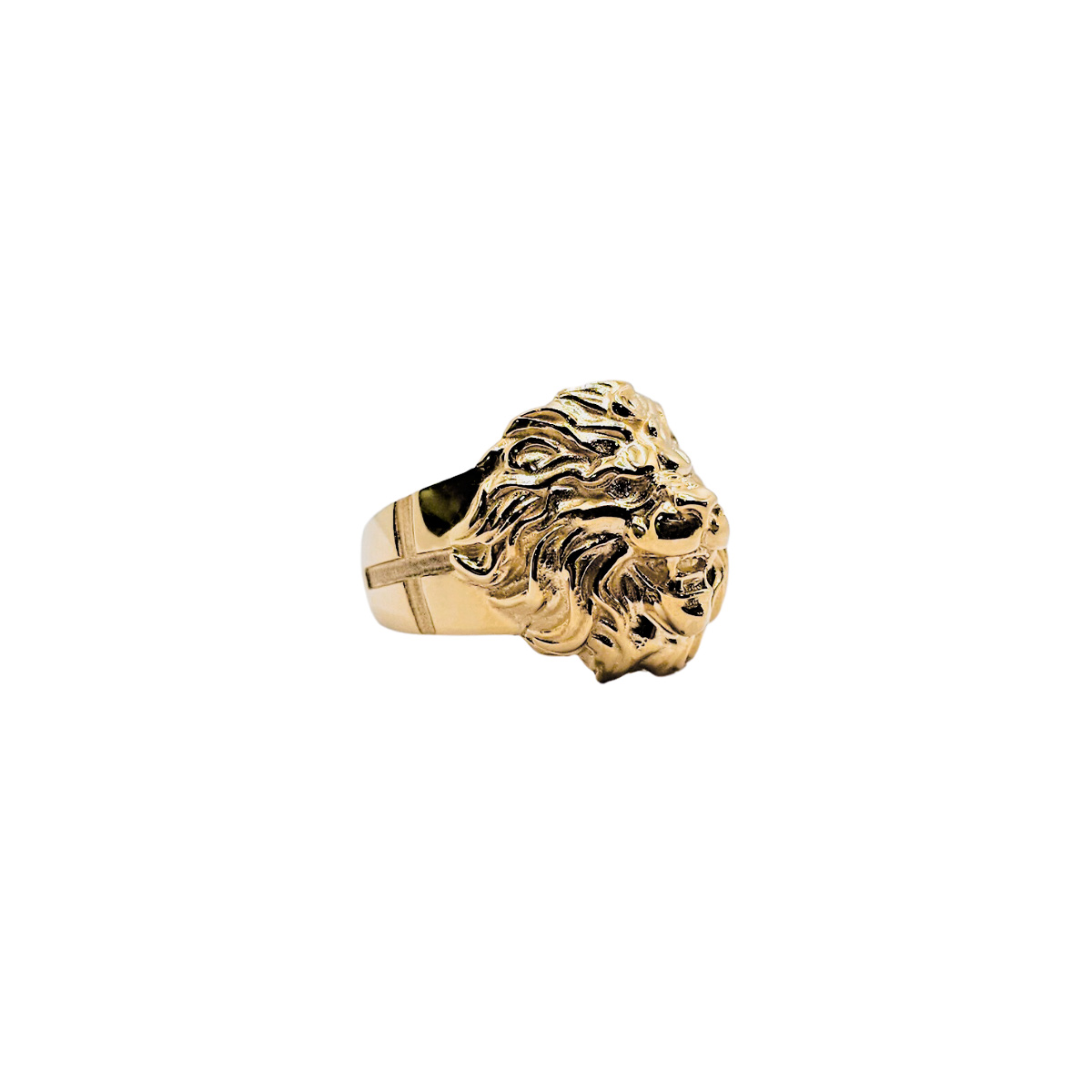 Anillo león oro 10k piedra zirconia suiza.