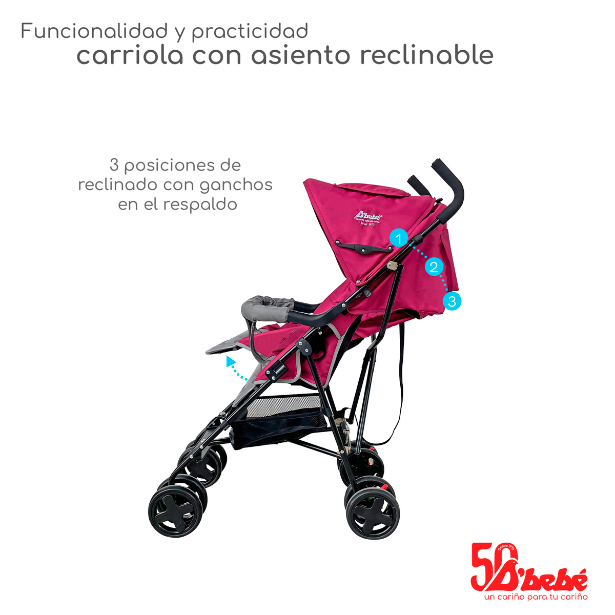 Carriola de Bastón D'bebé Carry Bebé Rosa
