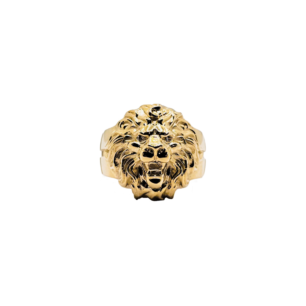 Anillo león oro 10k piedra zirconia suiza.