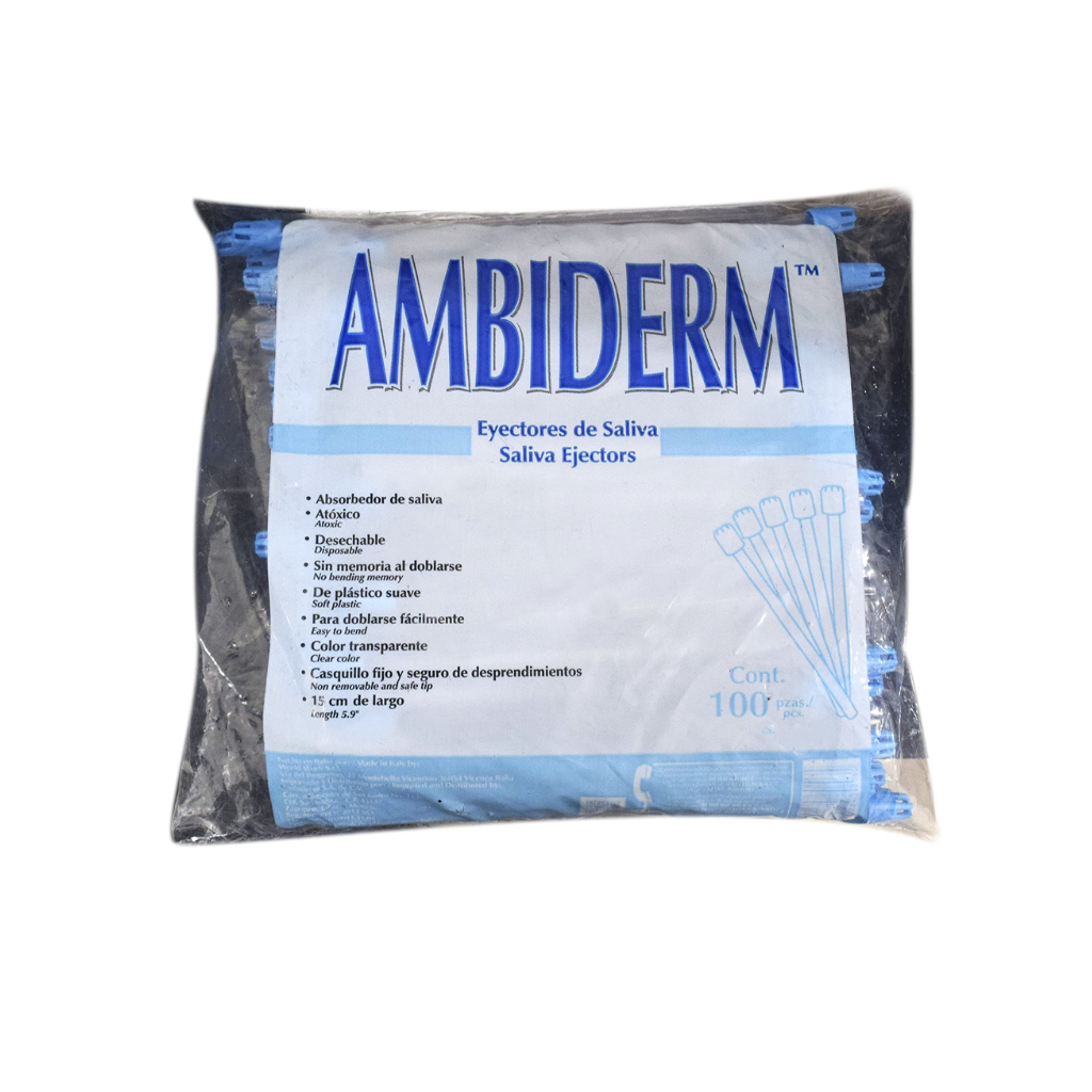 Eyectores de saliva bolsa con 100 piezas. Ambiderm