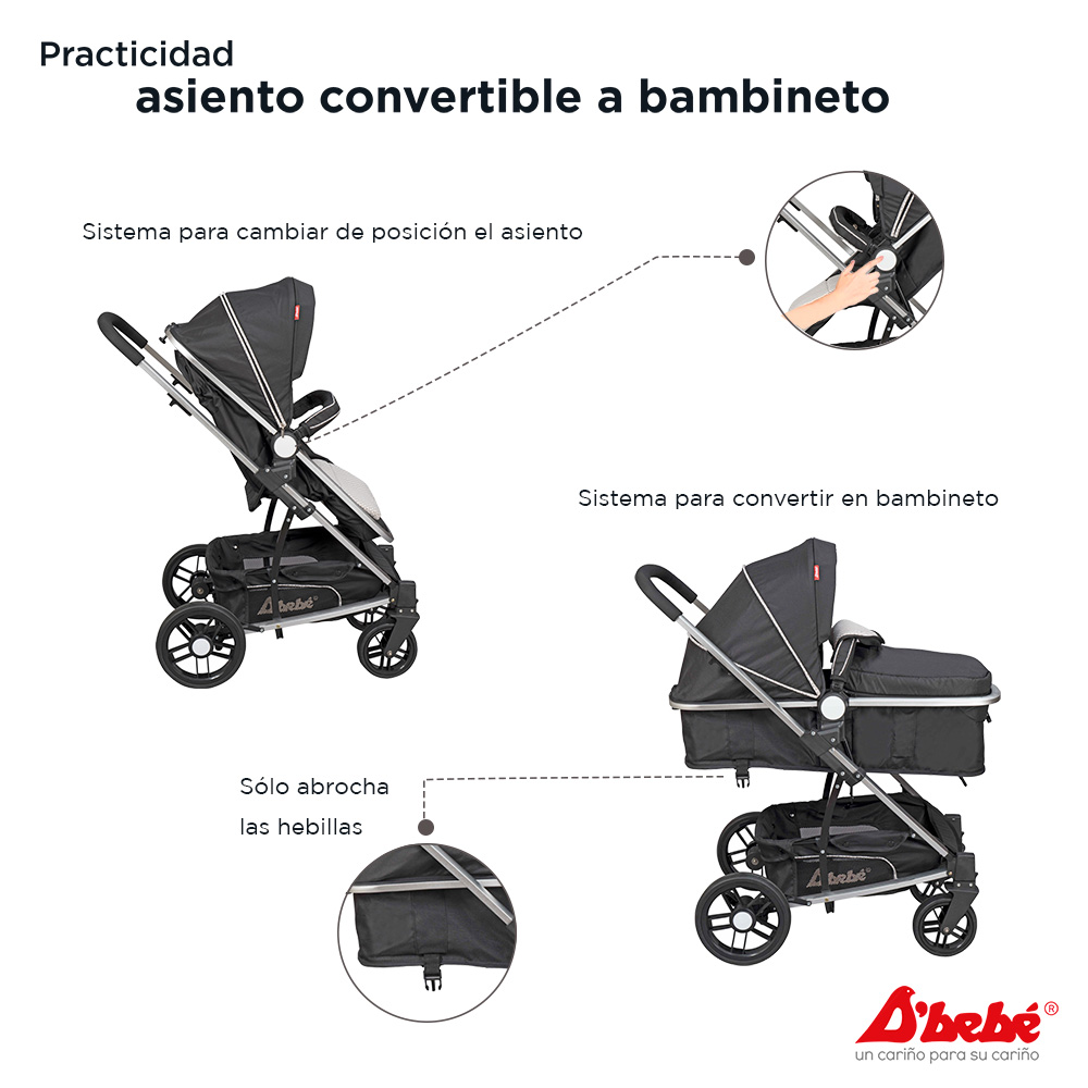 Carriola Sistema de Viaje D'bebé Crown Negra.