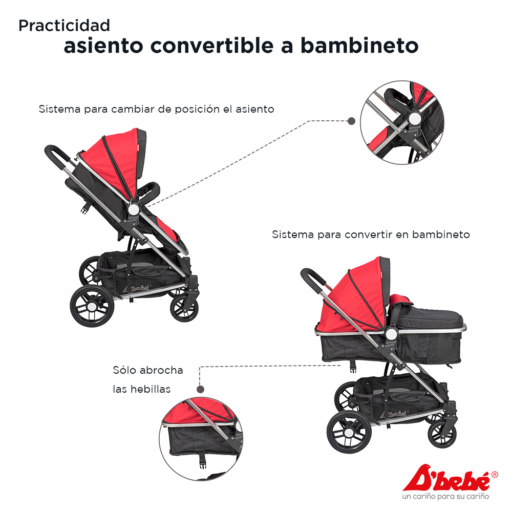 Carriola Sistema de Viaje D'bebé Crown Roja.