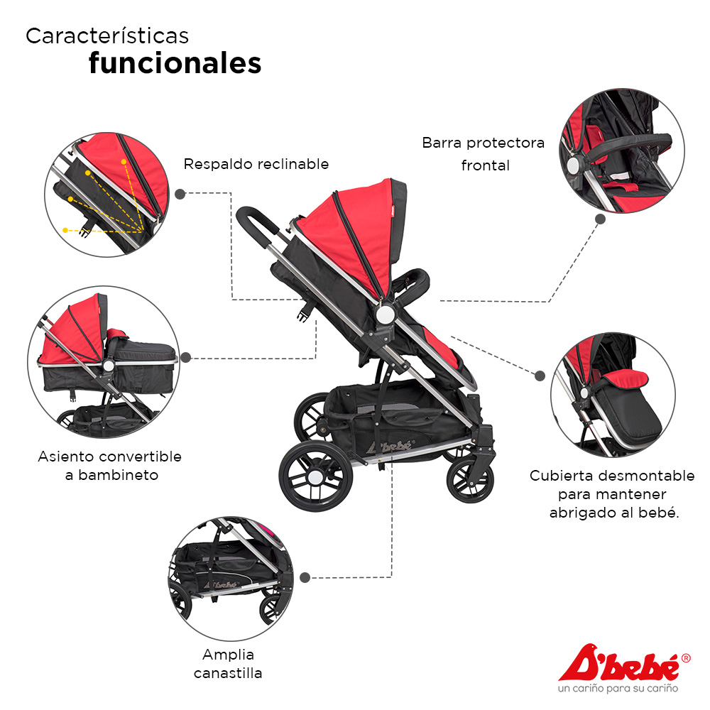 Carriola Sistema de Viaje D'bebé Crown Roja.