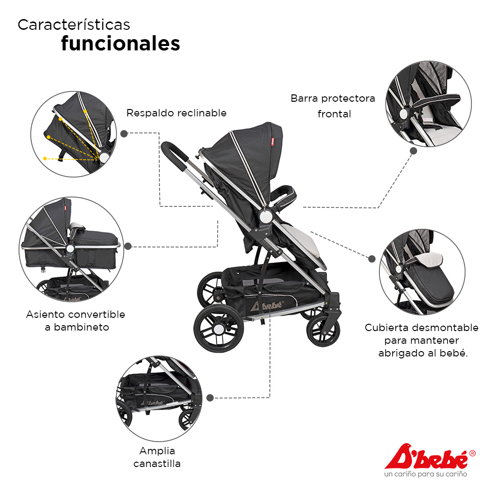 Carriola Sistema de Viaje D'bebé Crown Negra.
