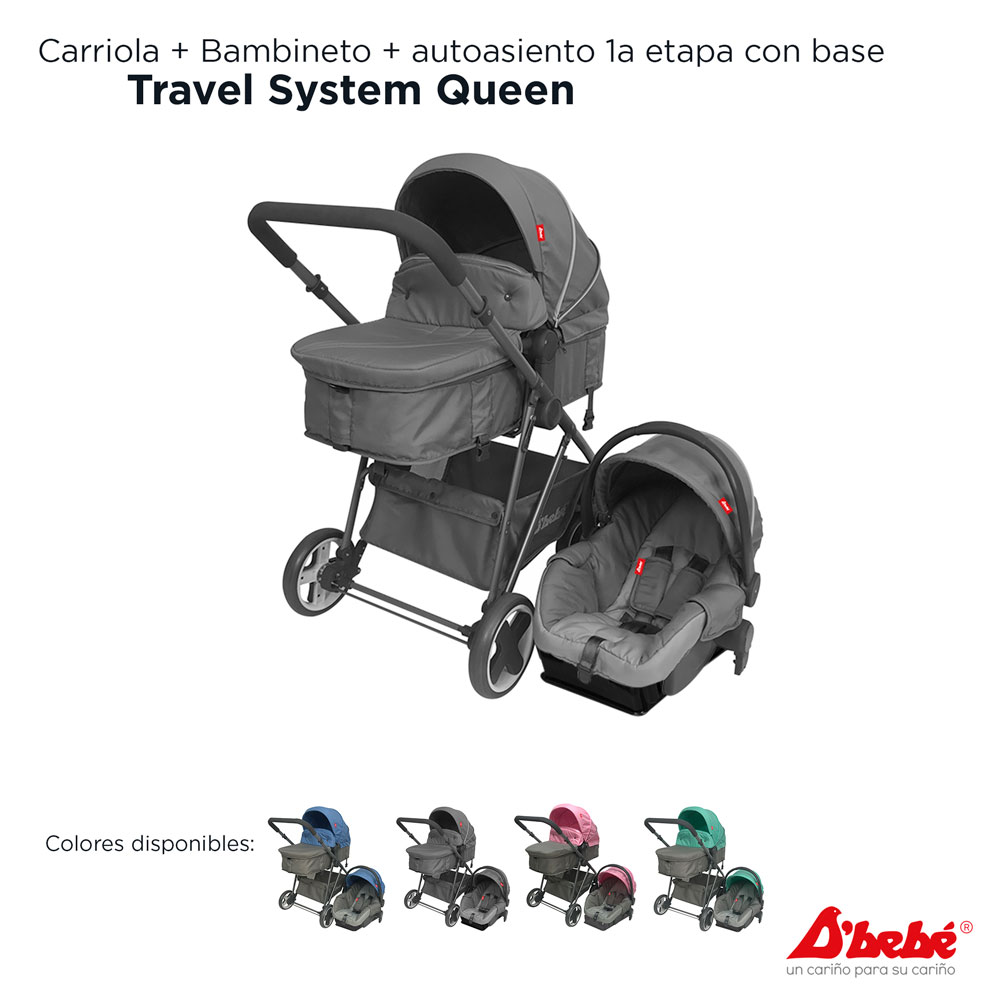 Carriola Sistema de Viaje D'bebé Queen Gris.