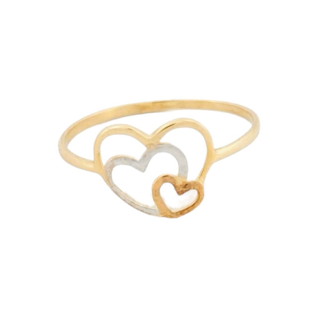 Anillo Corazones Oro Florentino 14 K + Obsequio.