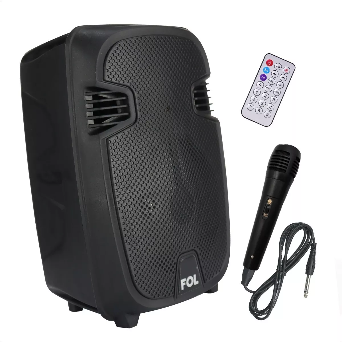 Bocina Fol Bluetooth Micrófono Karaoke Música Inalámbrica Color Negro