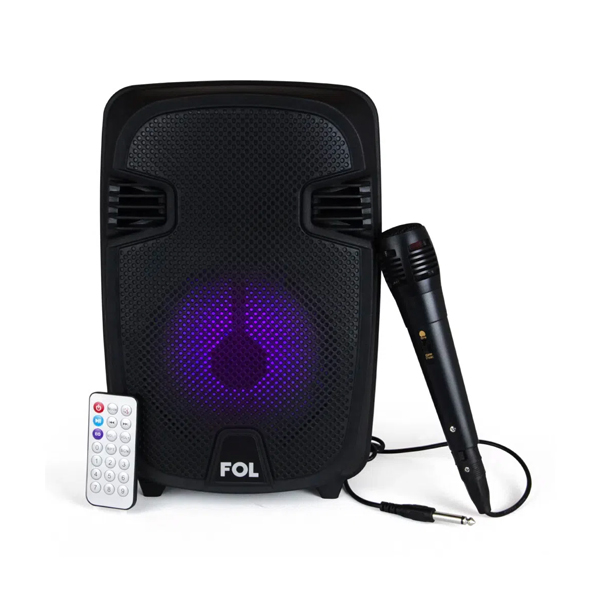 Bocina Fol Bluetooth Micrófono Karaoke Música Inalámbrica Color Negro