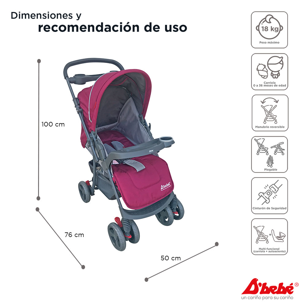 Carriola Sistema de Viaje D'bebé Star Baby Rosa