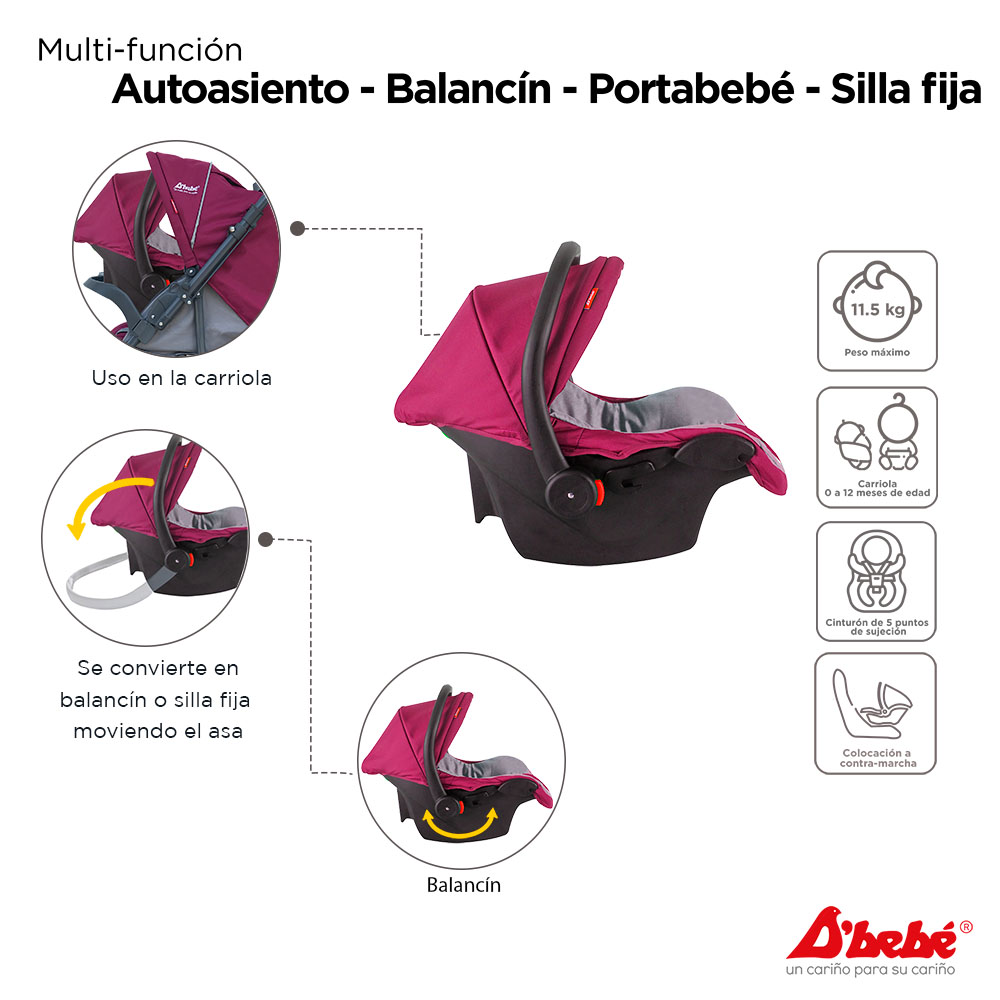 Carriola Sistema de Viaje D'bebé Star Baby Rosa