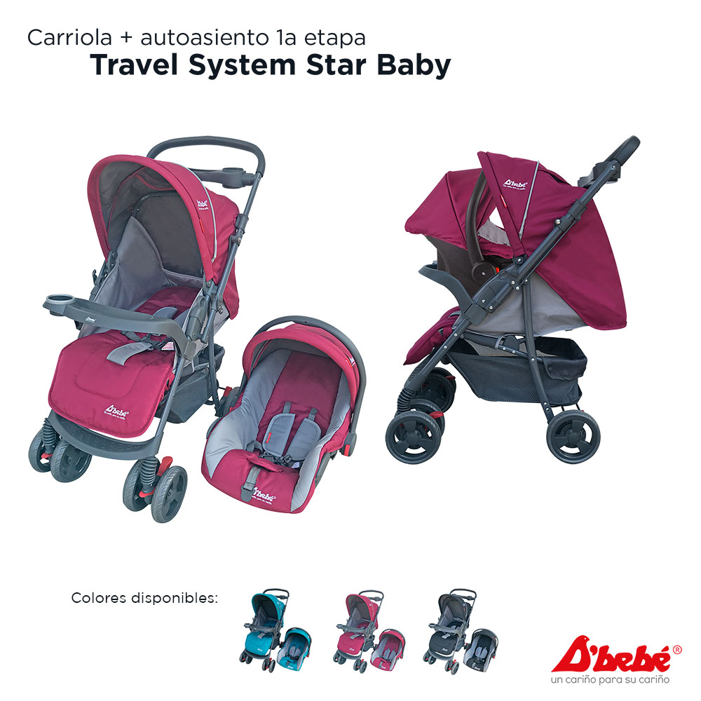 Carriola Sistema de Viaje D'bebé Star Baby Rosa