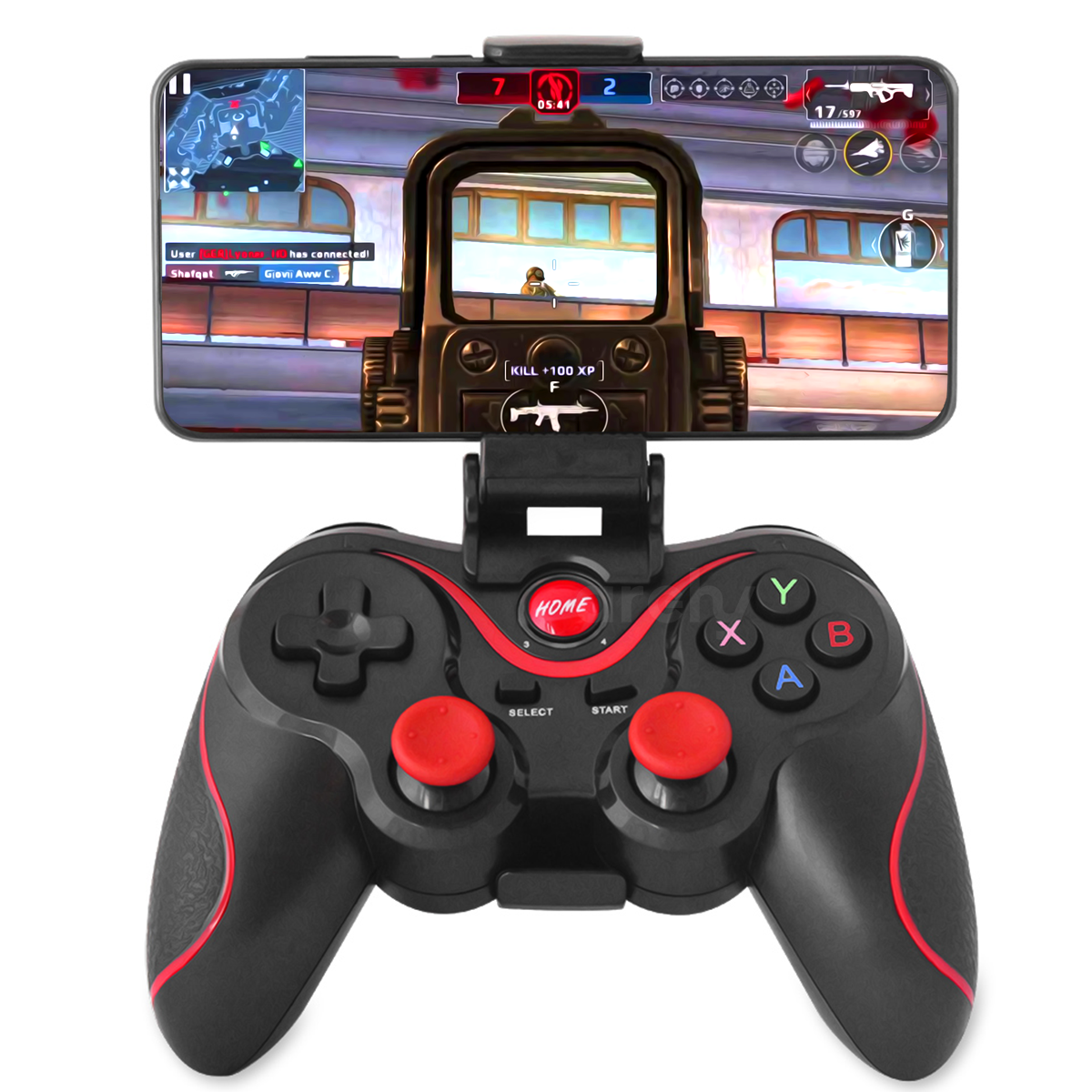 Mando Control Gamepad Archy Joystick Compatible con Android inalámbrico con Bluetooth, Soporte Celular y Agarre cómodo