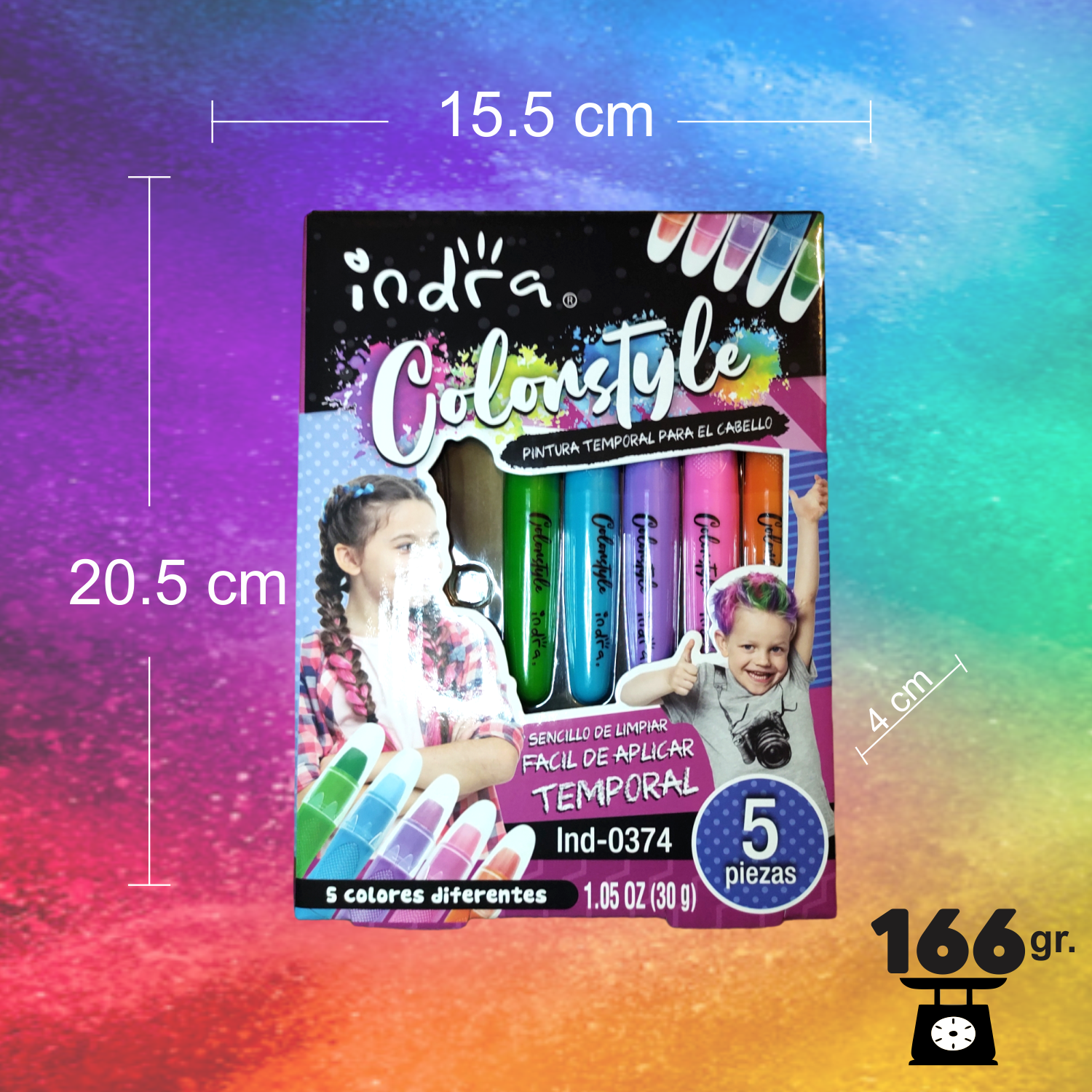 Indra, Pintura Temporal Para Cabello Colorstyle Con 5 Pz.