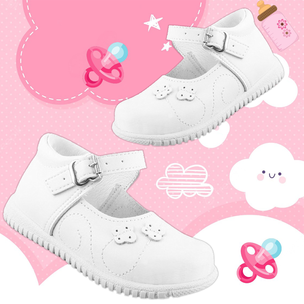 Zapato Niña Bebé Bautizo 100% Piel Arco Ortopédico Cómodo 1035-b.