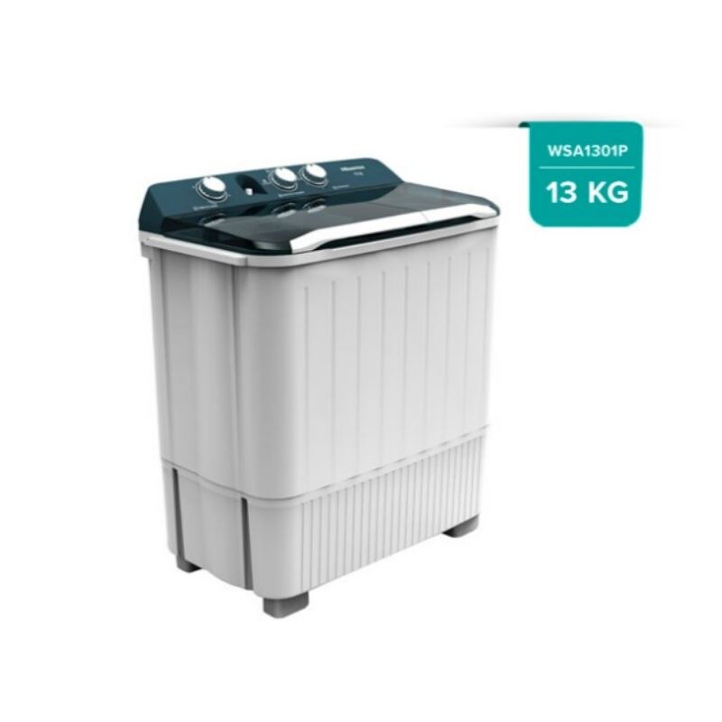Lavadora de 13 kg doble tina color blanco marca hisense.
