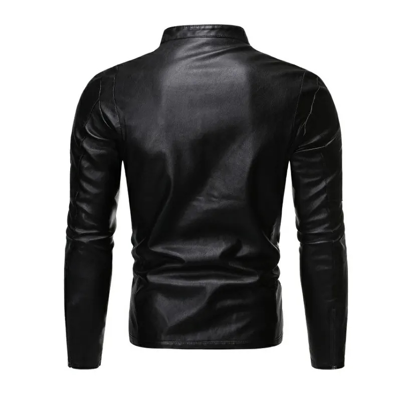 Chamarra De Piel Rockera Cierre Cruzado Hombre Slim Biker B5.