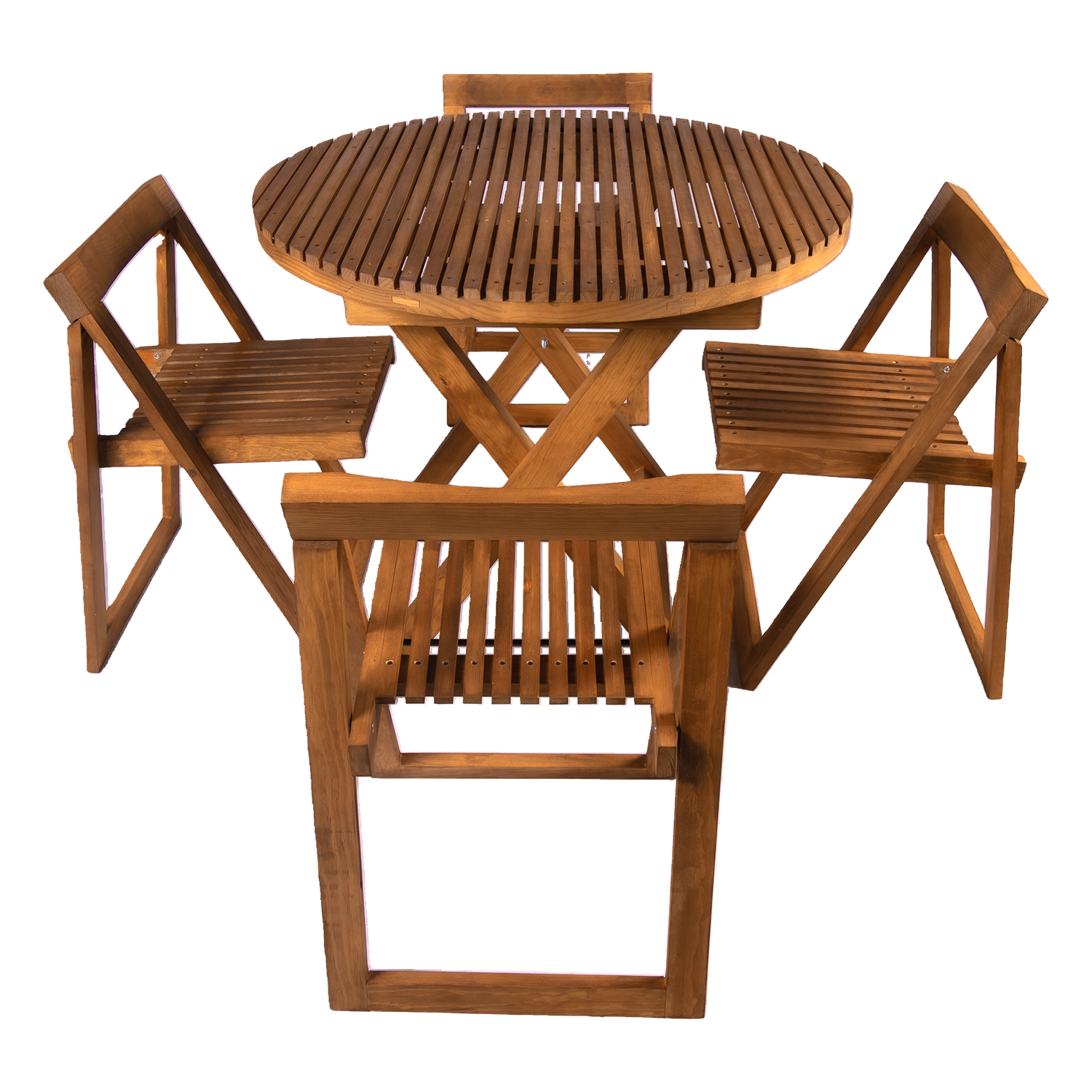 Comedor redondo 4P plegable de madera. Mod Terraza 